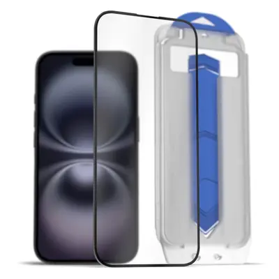 Ochranné sklo AlzaGuard 2.5D Glass EasyFit DustFree 2 Pack pro iPhone 16 s instalačním rámečkem