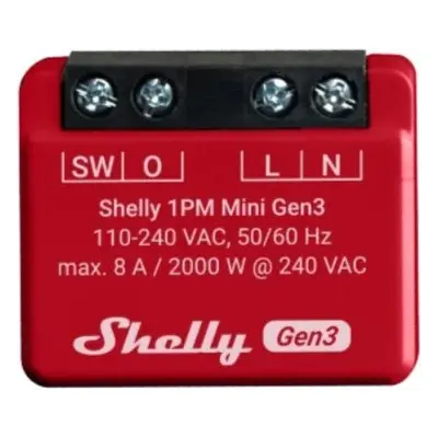 Spínač Shelly Plus 1PM Mini, spínací modul, WiFi, Gen3