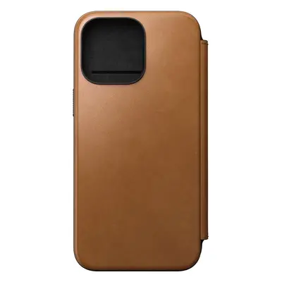 Pouzdro na mobil Nomad Modern Leather Folio English Tan iPhone 15 Pro Max