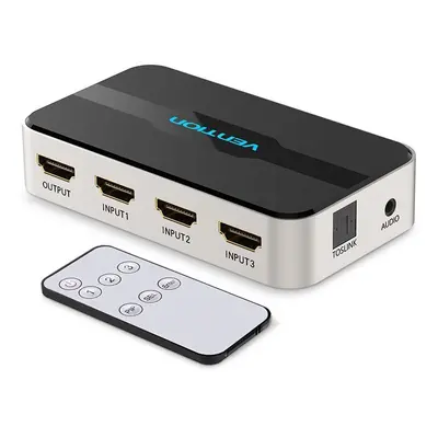 Switch Vention 3 In 1 Out HDMI Switcher With Audio Separation Gray Metal Type