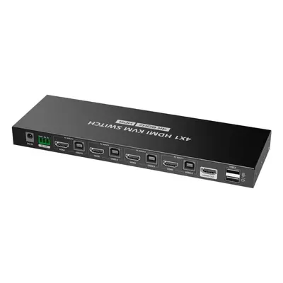 Switch PremiumCord 4K@60Hz HDMI2.0 KVM switch 4:1 s dálkovým ovladačem