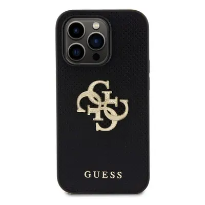 Kryt na mobil Guess PU Perforated 4G Glitter Metal Logo Zadní Kryt pro iPhone 14 Pro Black