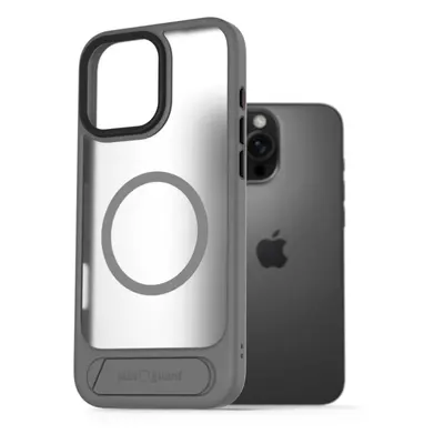 Kryt na mobil AlzaGuard Matte Case with Stand Compatible with MagSafe for iPhone 16 Pro šedý