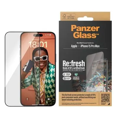 Ochranné sklo PanzerGlass Recycled Glass Apple iPhone 15 Pro Max s instalačním rámečkem