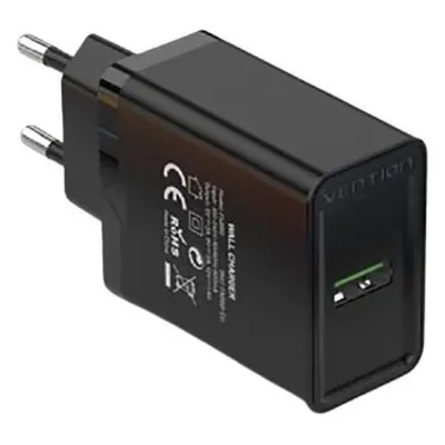 Nabíječka do sítě Vention 1-port USB Wall Quick Charger (18W) Black