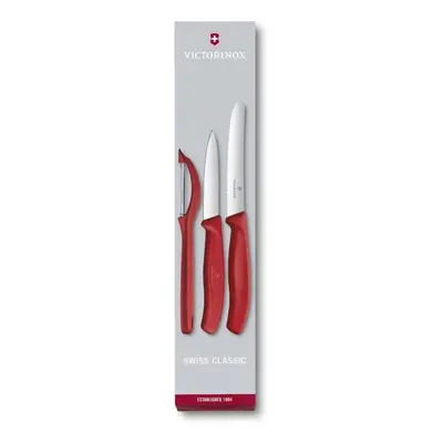 Sada nožů Victorinox sada 2ks nožů a škrabka Swiss Classic plast červený