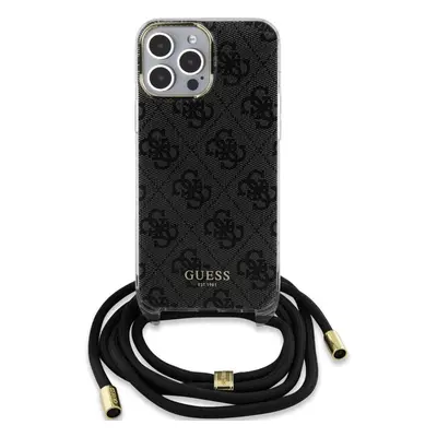 Kryt na mobil Guess IML 4G Printed Crossbody Zadní Kryt pro iPhone 15 Pro Max Black