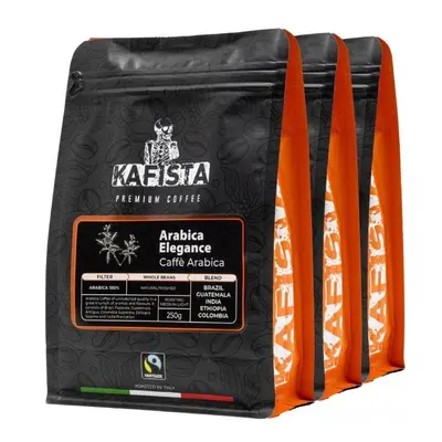 Káva Kafista Zrnková Káva "Arabica Elegance" – 100% Arabica směs, Pražená v Itálii 3 x 250 g