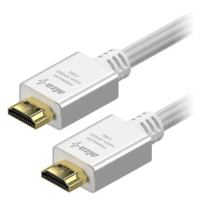 Video kabel AlzaPower AluCore Premium HDMI 2.0 High Speed 4K 5m stříbrný