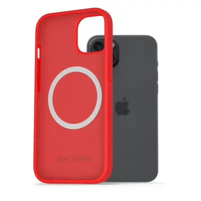 Kryt na mobil AlzaGuard Silicone Case Compatible with Magsafe pro iPhone 15 Plus červený