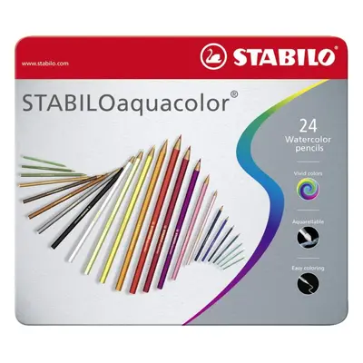 Pastelky STABILOaquacolor kovové pouzdro 24 barev