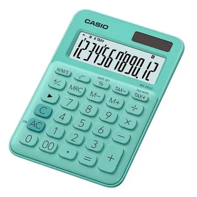 Casio Kalkulačka MS 20 UC GN, tyrkysová, dvanáctimístná, duální napájení