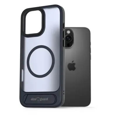 Kryt na mobil AlzaGuard Matte Case with Stand Compatible with MagSafe for iPhone 16 Pro tmavě mo