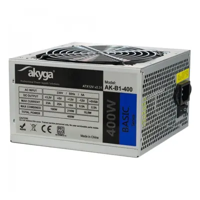 Akyga ATX Zdroj 400W Basic ventiláror 120mm P4 3xSATA