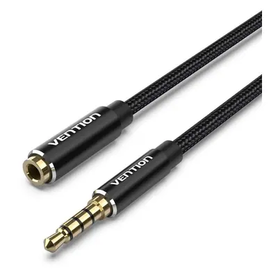 Audio kabel Vention Cotton Braided TRRS 3.5mm Male to 3.5mm Female Audio Extension 3m Black Alum