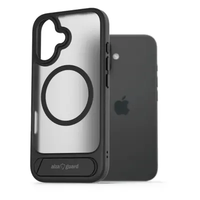 Kryt na mobil AlzaGuard Matte Case with Stand Compatible with MagSafe for iPhone 16 černý