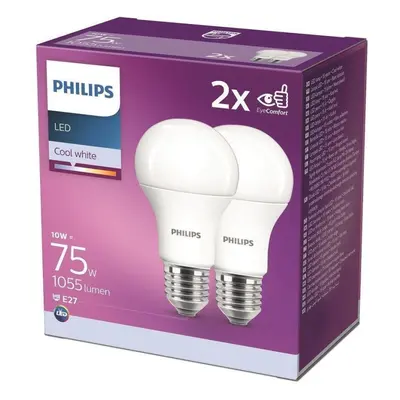 LED žárovka Philips LED 10-75W, E27 4000K, 2ks