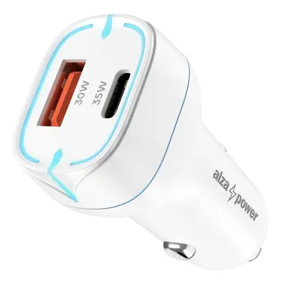 Nabíječka do auta AlzaPower Car Charger P200 USB-A + USB-C Power Delivery 35W bílá