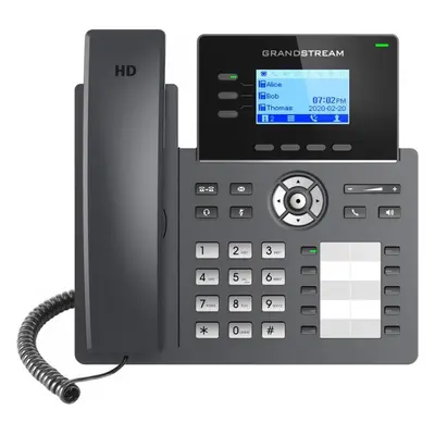 Grandstream GRP2604P SIP telefon, 2,48" LCD podsv. displej, 6 SIP účty,10BLF tl., 2x1Gbit porty,