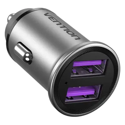 Nabíječka do auta Vention Two-Port USB A+A (30W/30W) Car Charger Gray Mini Style Aluminium Alloy