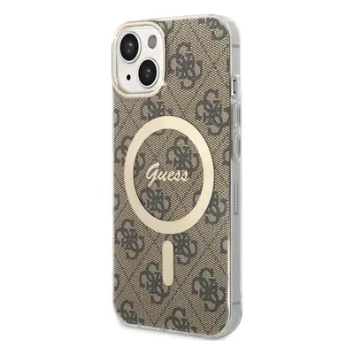 Kryt na mobil Guess 4G IML MagSafe Kompatibilní Zadní Kryt pro iPhone 13 Brown