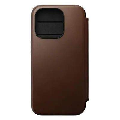 Pouzdro na mobil Nomad Modern Leather Folio Brown iPhone 15 Pro