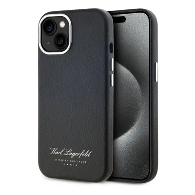 Kryt na mobil Karl Lagerfeld Grained PU Hotel RSG Zadní Kryt pro iPhone 15 Black