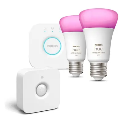 LED žárovka Philips Hue White and Color Ambiance 9W 1100 E27 malý promo starter kit + Philips Hu