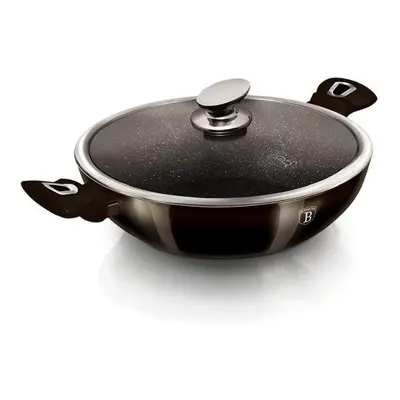 BERLINGERHAUS Wok pánev s poklicí s mramorovým povrchem 30 cm Shiny Black Edition