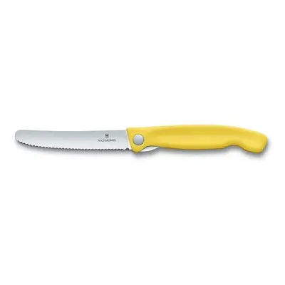 Kuchyňský nůž Victorinox skládací svačinový nůž Swiss Classic, žlutý, vlnkované ostří 11cm