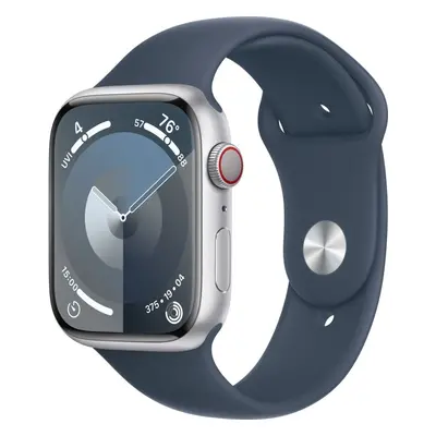 Chytré hodinky Apple Watch Series 9 45mm Cellular Stříbrný hliník s bouřkově modrým sportovním ř