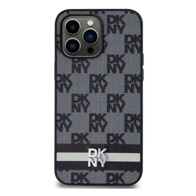 Kryt na mobil DKNY PU Leather Checkered Pattern and Stripe Zadní Kryt pro iPhone 15 Pro Max Blac