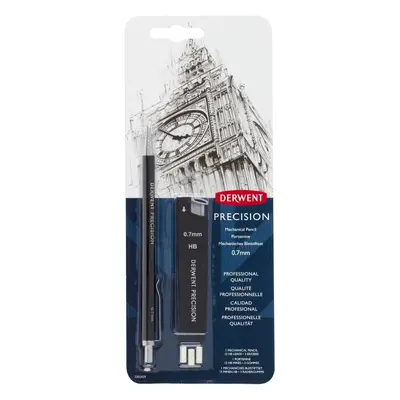 Mikrotužka DERWENT Precision Mechanical Pencil Set 0.7 mm HB, 15 tuh v balení + 3 gumy