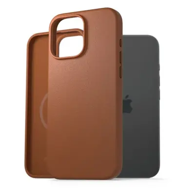 Kryt na mobil AlzaGuard Genuine Leather Case with Magsafe pro iPhone 16 Pro Max sedlově hnědý