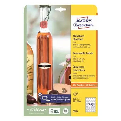 Etikety Avery Zweckform 5086 Oválné samolepící etikety