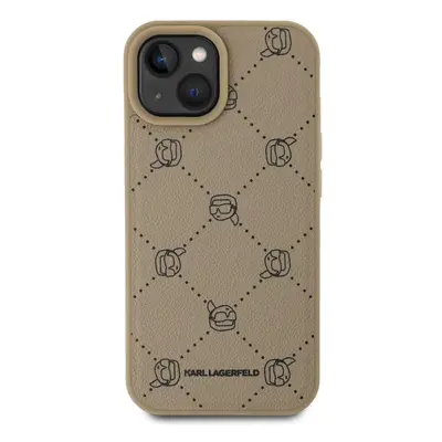 Kryt na mobil Karl Lagerfeld PU Karl Heads Pattern MagSafe Zadní Kryt pro iPhone 15 Beige