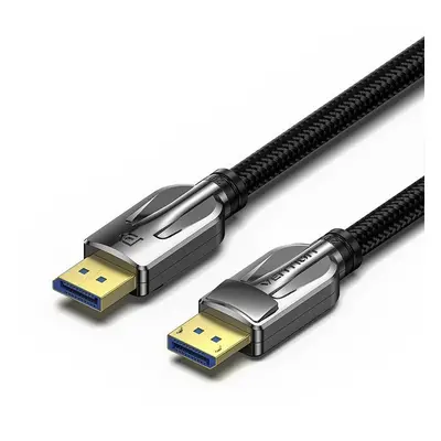 Video kabel Vention Cotton Braided DP (DisplayPort) 2.0 10K Ultra Cable 3m Black Zinc Alloy Type