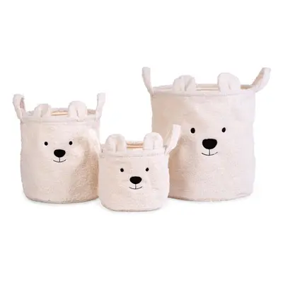 Úložný box Koše na hračky Teddy Off White 3 ks