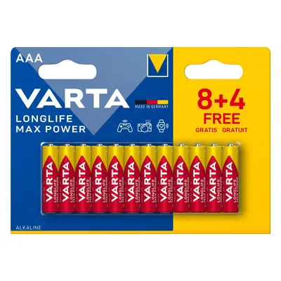 Jednorázová baterie VARTA alkalická baterie Longlife Max Power AAA 8+4ks