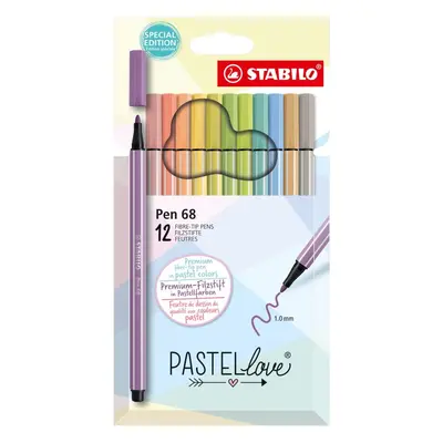 Fixy STABILO Pen 68 - Pastellove - 12 ks sada - 12 různých barev