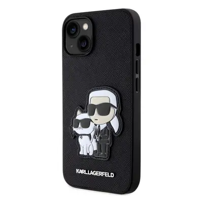 Kryt na mobil Karl Lagerfeld PU Saffiano Karl and Choupette NFT Zadní Kryt pro iPhone 13 Black