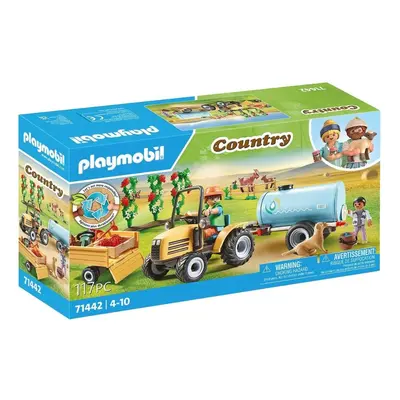 Set figurek a příslušenství Playmobil 71442 Traktor s přívěsem a nádrží na vodu