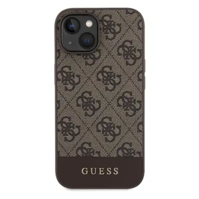 Kryt na mobil Guess PU 4G Stripe MagSafe Zadní Kryt pro iPhone 15 Brown