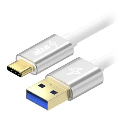 Datový kabel AlzaPower AluCore USB-A to USB-C 3.2 Gen 1 60W 5Gbps 2m stříbrný