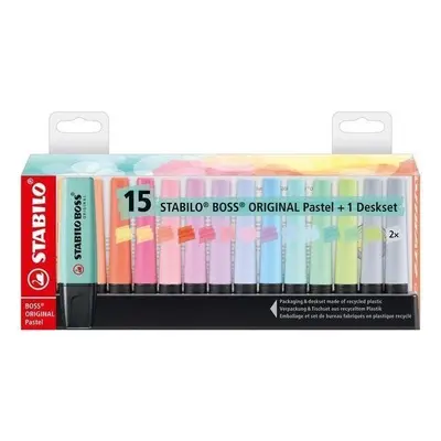 Zvýrazňovač STABILO BOSS ORIGINAL Pastel deskset 15 ks