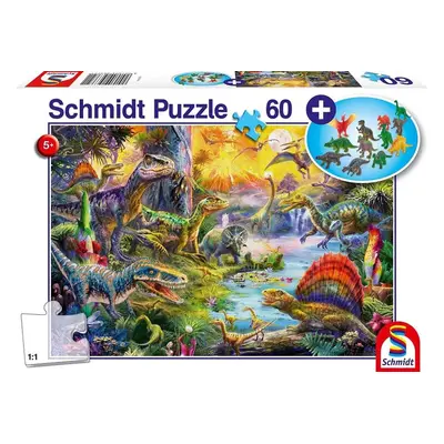 Puzzle Puzzle Dinosauři 60 dílků + dárek (figurky dinosaurů)