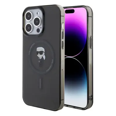 Kryt na mobil Karl Lagerfeld IML Ikonik MagSafe Zadní Kryt pro iPhone 15 Pro Max Black