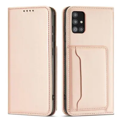 Pouzdro na mobil Magnet Card knížkové kožené pouzdro na Xiaomi Redmi Note 11 Pro 4G/5G, růžové