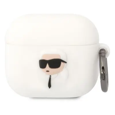 Pouzdro na sluchátka Karl Lagerfeld 3D Logo NFT Karl Head Silikonové Pouzdro pro Airpods 3 White