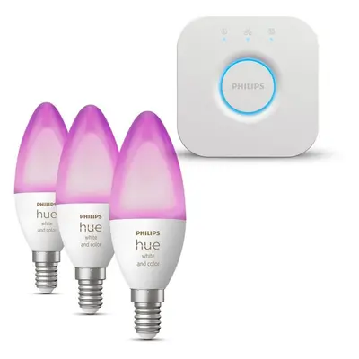 Sada chytrého osvětlení Philips HUE Bridge EU + Philips HueWCA 4W B39 E14 EU 1p + Philips HueWCA